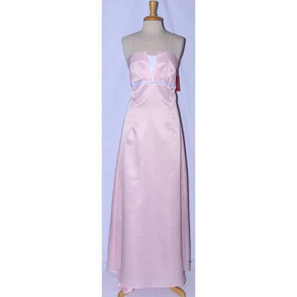 Juliet #1950 Satin Floor Length Bridesmaid Gown-Size 2X, 3X -PINK-NEW With Tags - Picture 1 of 6